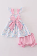 Pink & Blue Bows Girls Set