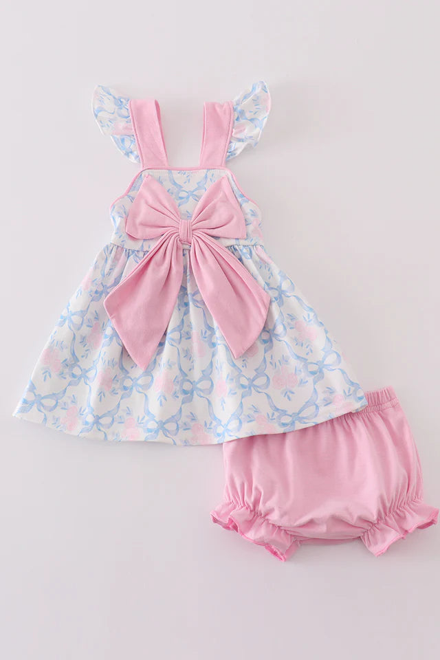 Pink & Blue Bows Girls Set