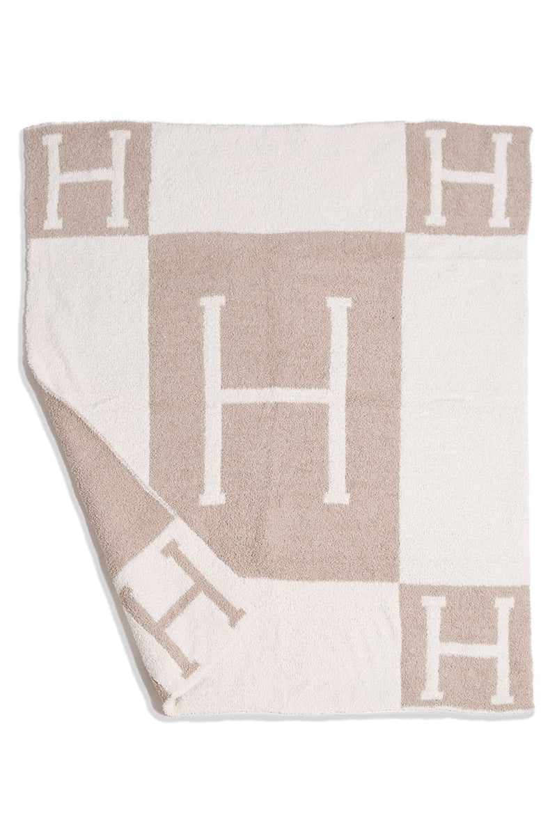"H" Baby Beige Blanket