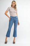 High Rise Cropped Flare Jeans - Raw Hem