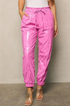 Faux Leather Jogger - Pink