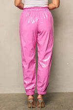 Faux Leather Jogger - Pink