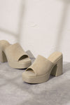 Suede Taupe Block Heels