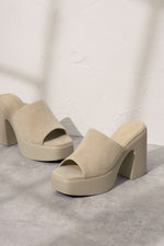 Suede Taupe Block Heels