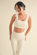 Scalloped Workout Set - Cream