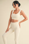 Scalloped Workout Set - Cream