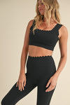 Scalloped Workout Set - Black