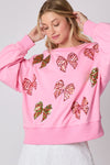 Christmas Bow Sequin Pullover