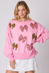 Christmas Bow Sequin Pullover