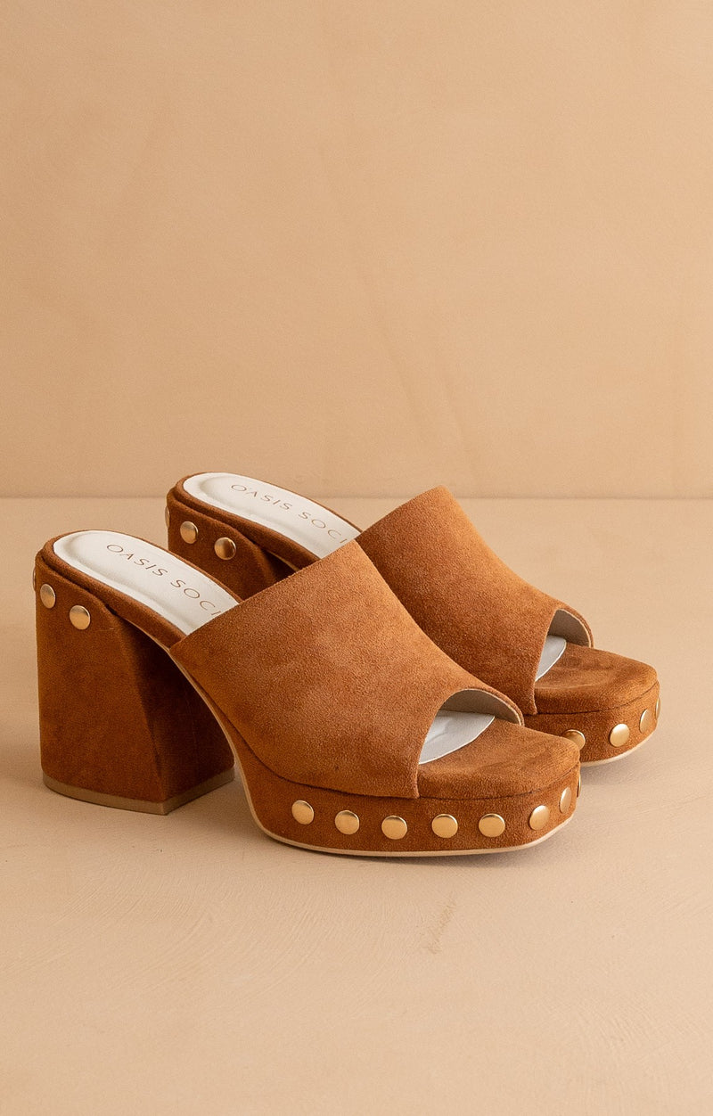 Suede Studded Block Heels
