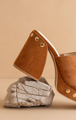 Suede Studded Block Heels