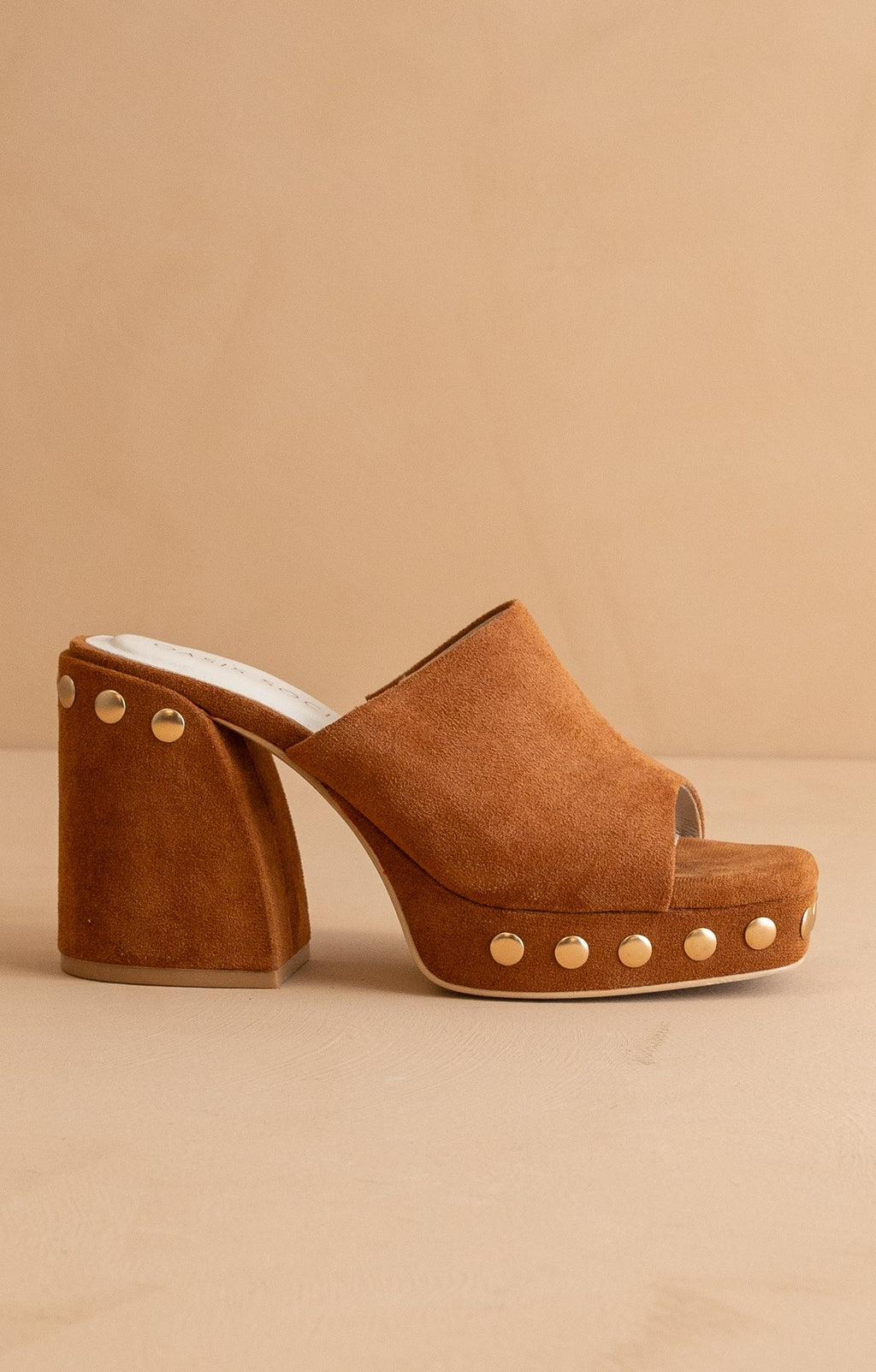 Suede Studded Block Heels