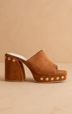 Suede Studded Block Heels