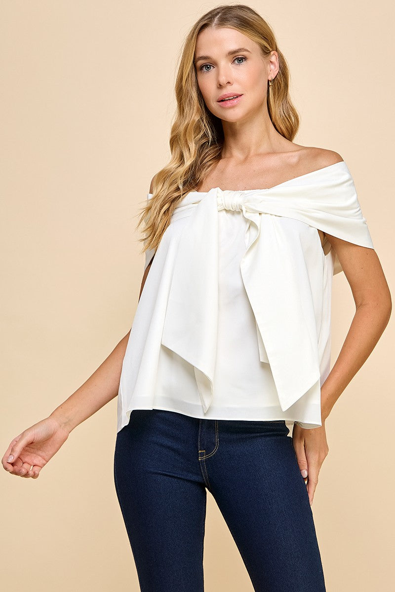 Bow on Top Blouse - White