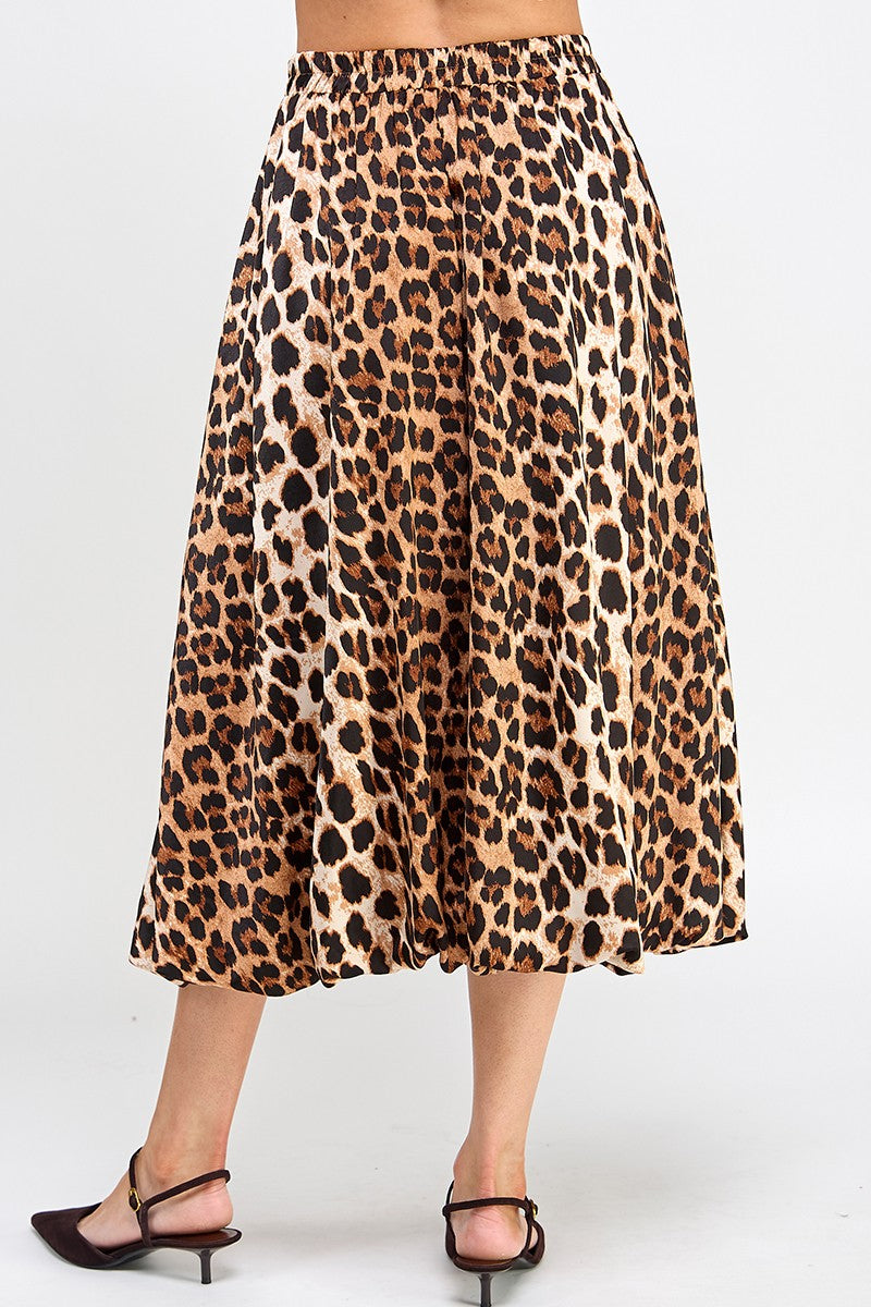 Leopard Bubble Midi Skirt