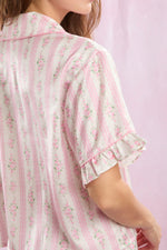 Pink Floral Satin Pajama Set