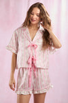 Pink Floral Satin Pajama Set