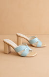 Aqua Raffia Heels