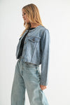 Denim Collarless Jacket