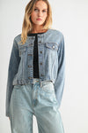 Denim Collarless Jacket