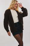 Oversized Brown Knit Cardigan