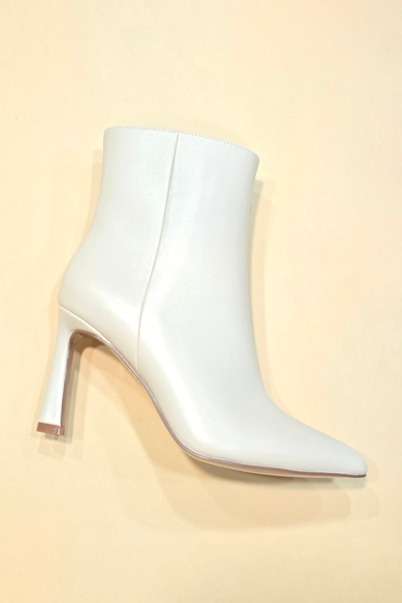 Leather Heel Booties - Ivory