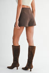 Brown High Waist Mini Skort
