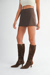 Brown High Waist Mini Skort