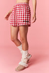 "Merry" Gingham Boxer Shorts - Red