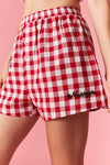 "Merry" Gingham Boxer Shorts - Red