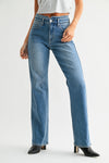 Waistband Detail Wide Leg Jeans