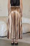 Bronze Pleated Midi Skirt