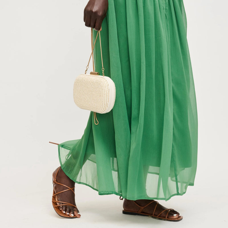 Ivory Raffia Oval Clutch – Blakeley's