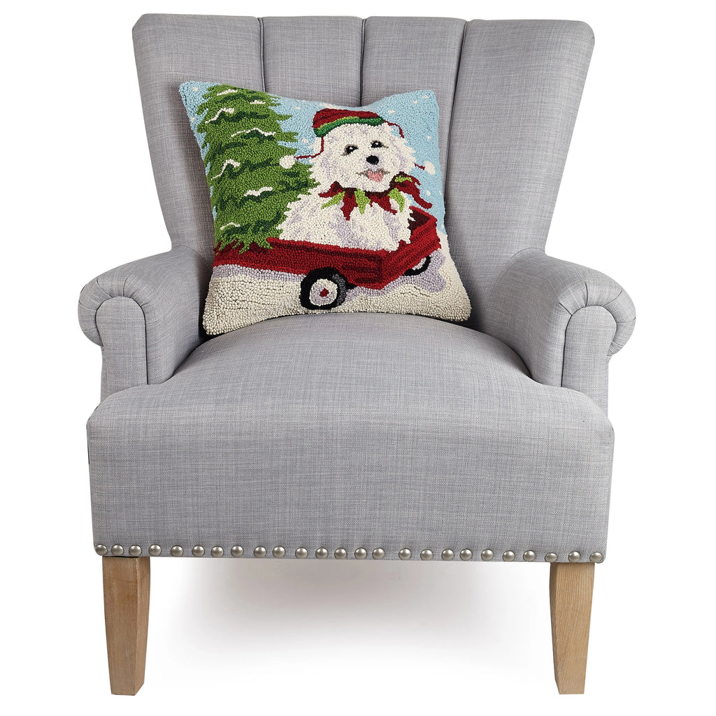 Holiday Maltese Hook Pillow