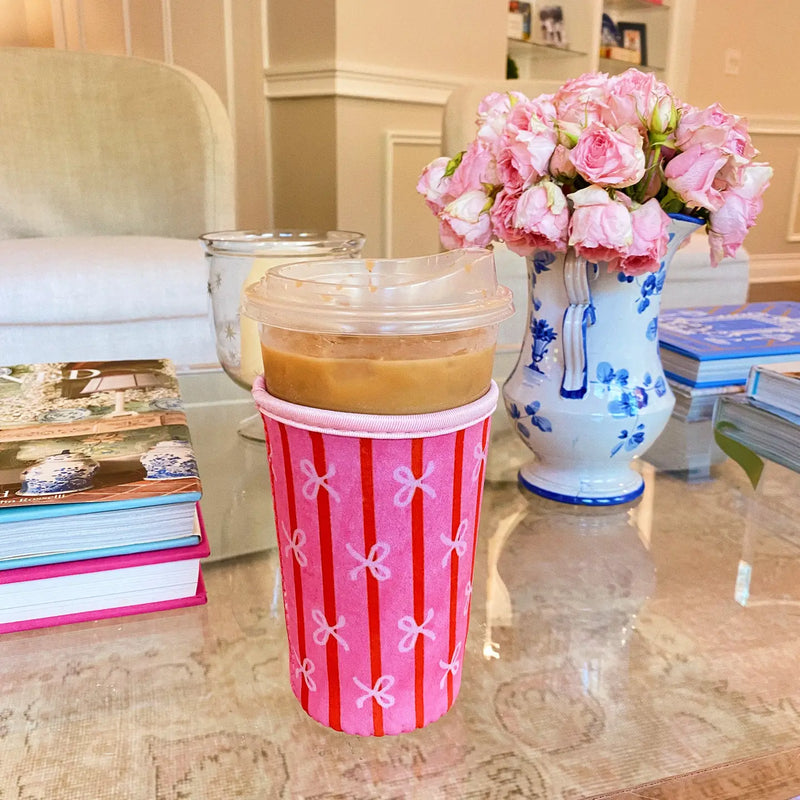 Pink Bows & Stripes Coffee Sleeve - Venti