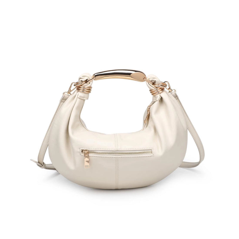 Vegan Leather Gold Handle Bag - Oatmilk