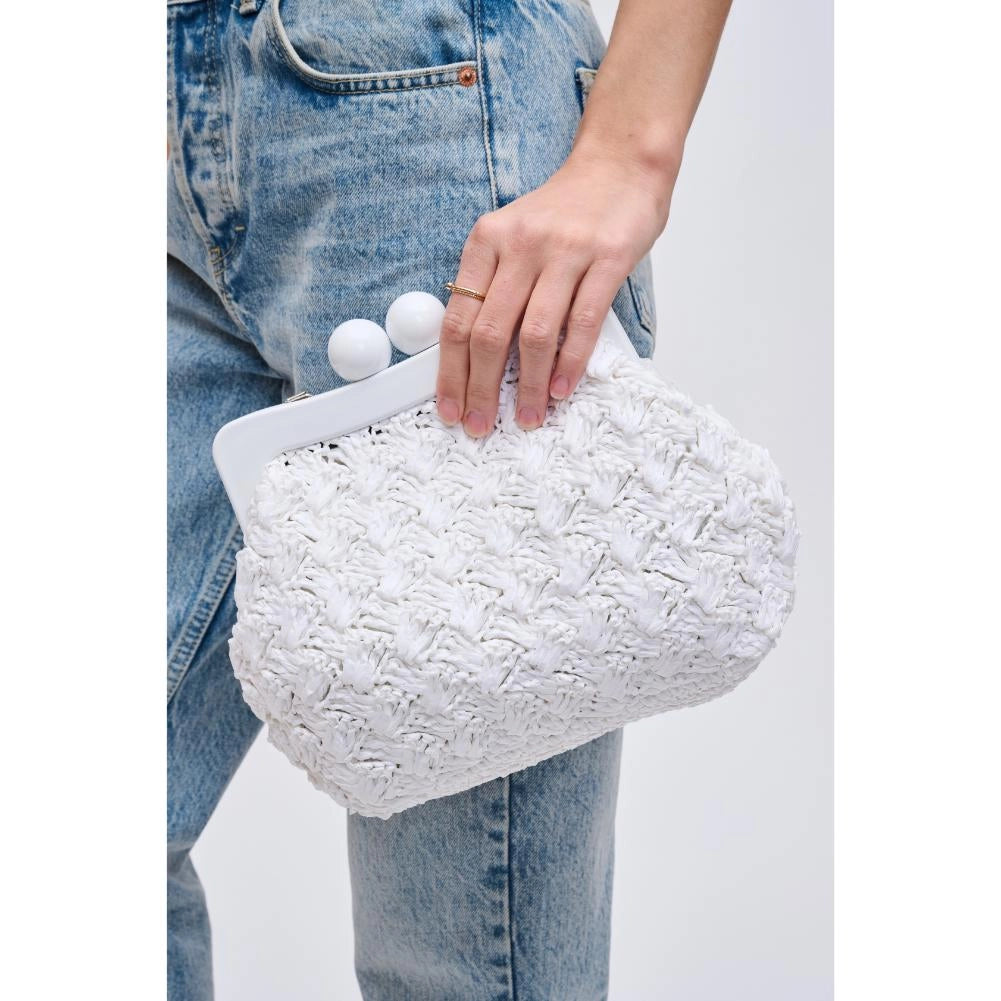 Woven Large Clutch - White