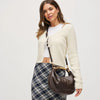 Vegan Leather Gold Handle Bag - Espresso