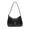 Crocodile Vegan Leather Bag - Black