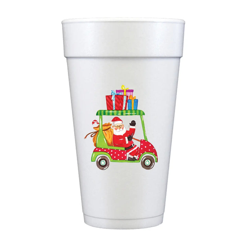 Santa Golf Cart Styrofoam Cups