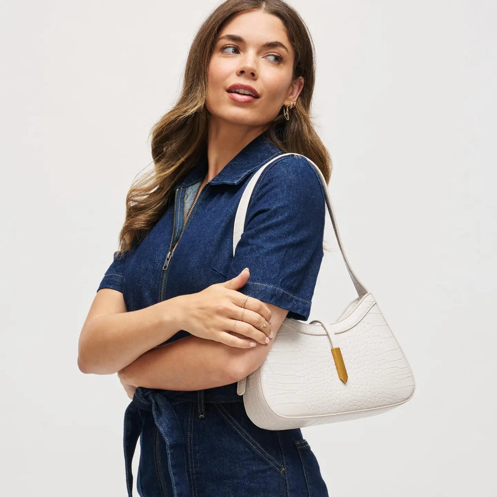 Crocodile Vegan Leather Bag - Oatmilk