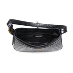 Crocodile Vegan Leather Bag - Black