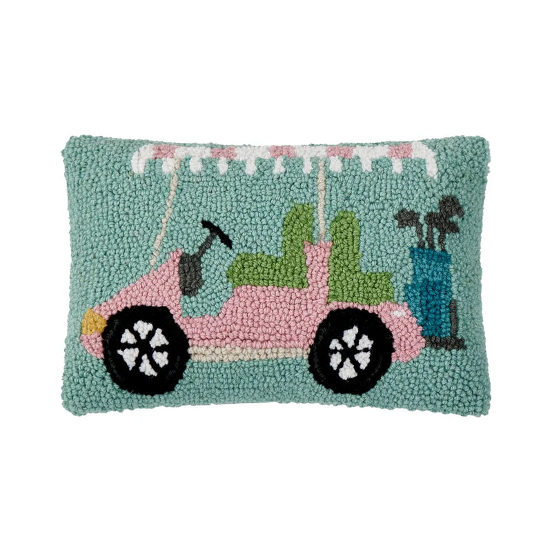 Pink Golf Cart Hook Pillow