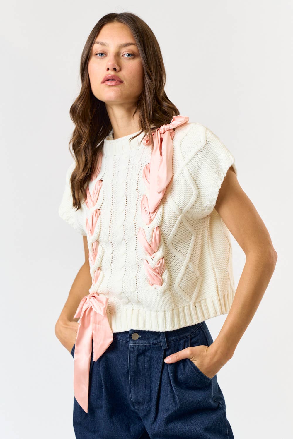 Kinsey Sweater - White/Pink