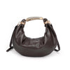 Vegan Leather Gold Handle Bag - Espresso