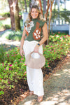 Floral Scalloped Sweater - Olive