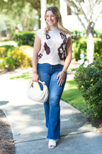 Floral Scalloped Sweater - Beige