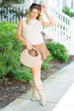 Leather Flare Mini Skirt - Brown