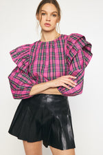 Christmas Plaid Top - Pink