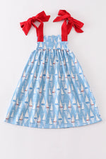 Sailboat Embroidered Girls Dress